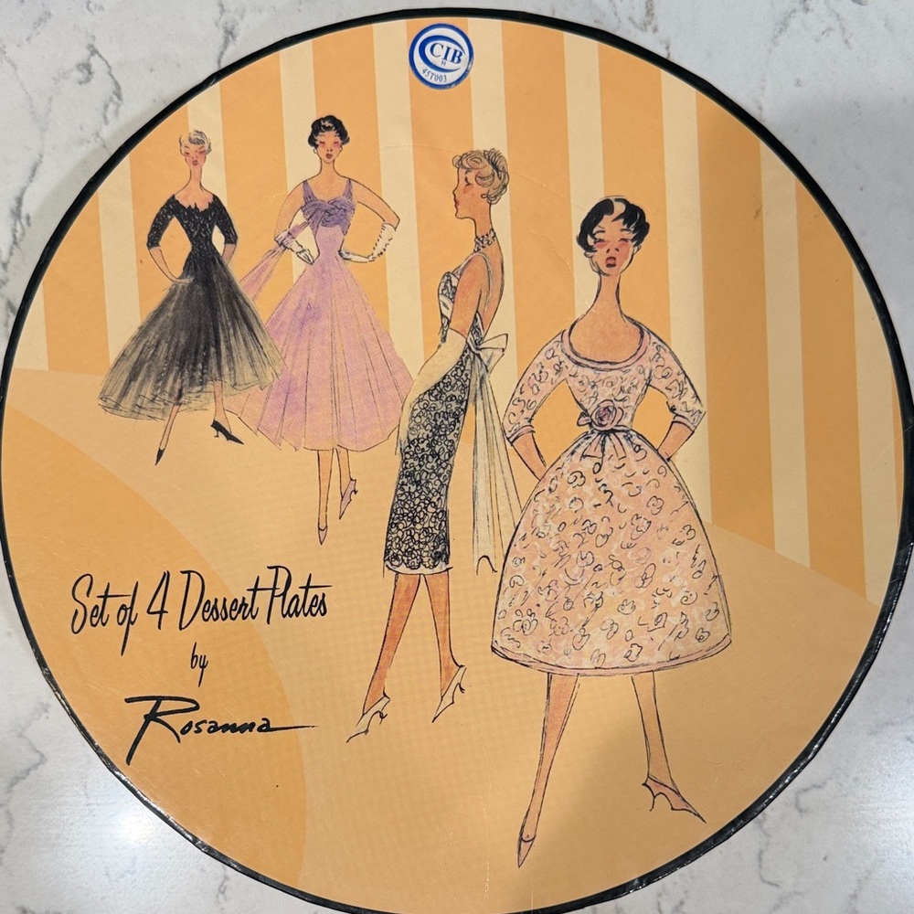 Rosanna Fashion Illustration Dessert Plates - Black, Pink, Cream